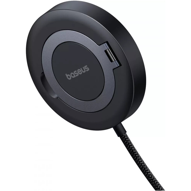 Беспроводное зарядное устройство Baseus Simple Mini4 Magnetic Wireless Charging Stand Qi2 15W Cosmic Black (P10273300121-01) + кабель USB Type-C 1,5 м