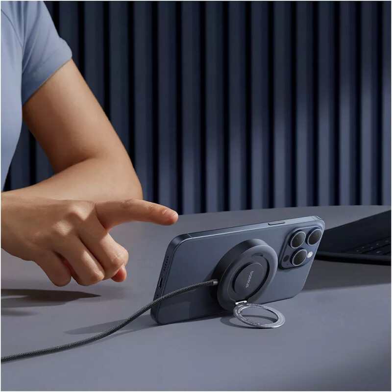 Беспроводное зарядное устройство Baseus Simple Mini4 Magnetic Wireless Charging Stand Qi2 15W Cosmic Black (P10273300121-01) + кабель USB Type-C 1,5 м