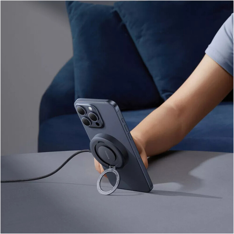 Беспроводное зарядное устройство Baseus Simple Mini4 Magnetic Wireless Charging Stand Qi2 15W Cosmic Black (P10273300121-01) + кабель USB Type-C 1,5 м