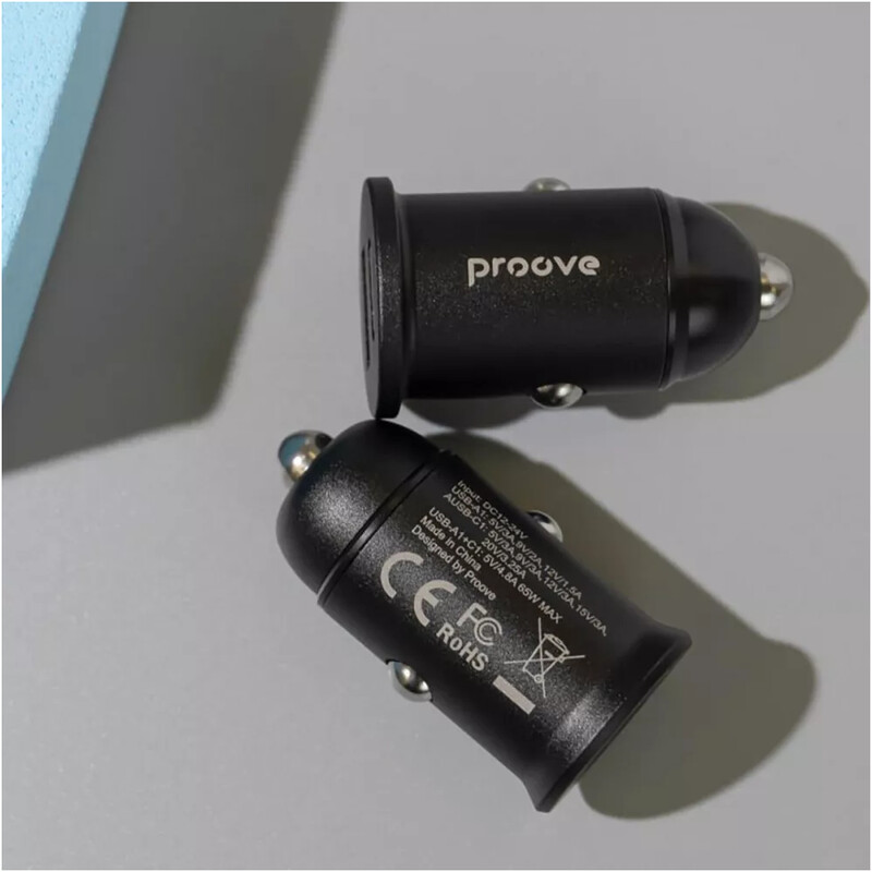 Автомобильное зарядное устройство Proove Tiny Power Pro (1USB, 1USB-C) 65W Black (ACTP65110001)
