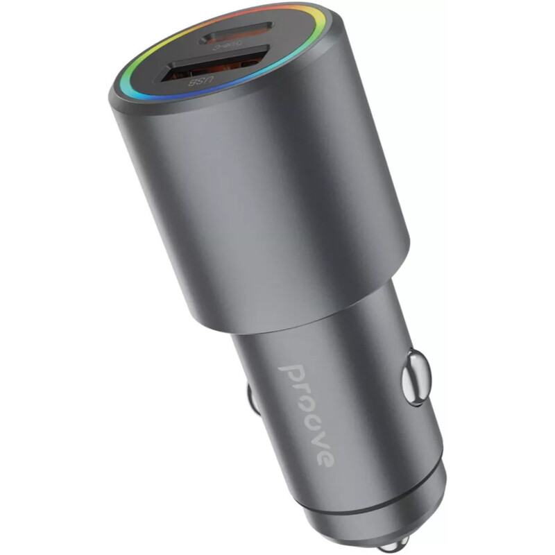 Автомобільний зарядний пристрій Proove Double Energy Plus (1USB, 1USB-C) 53W Metal Gray (ACDE53110004)