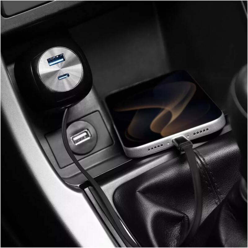 Автомобильное зарядное устройство Proove Pulsar (1USB, 1USB-C, вбудований кабель USB-C) 65W Black (CCPR65110001)