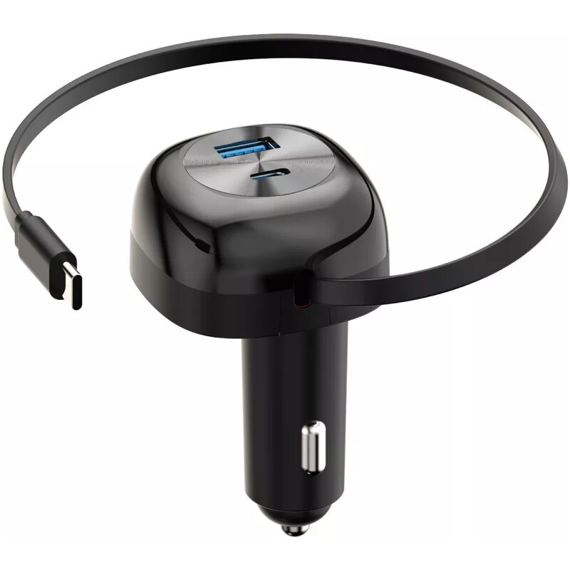 Автомобильное зарядное устройство Proove Pulsar (1USB, 1USB-C, вбудований кабель USB-C) 65W Black (CCPR65110001)