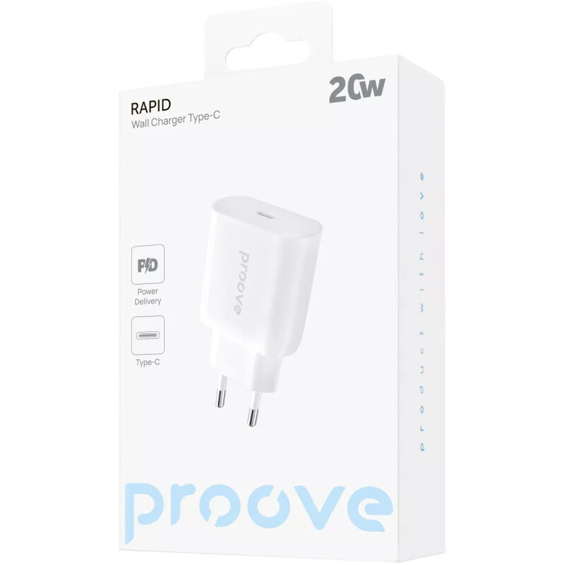 Сетевое зарядное устройство Proove Rapid (1USB-C) 20W White (WCRP20000102)