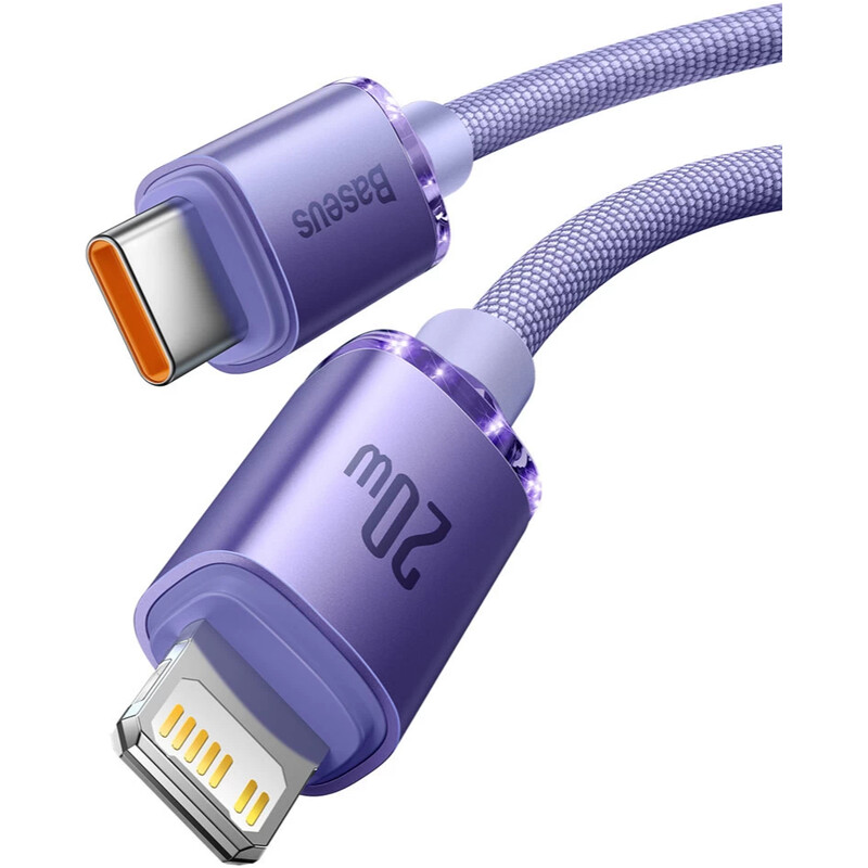 Кабель Baseus Crystal Shine Series Fast Charging USB Type-C - Lightning (M/M), 20W, 1.2 м, Purple (CAJY000205)