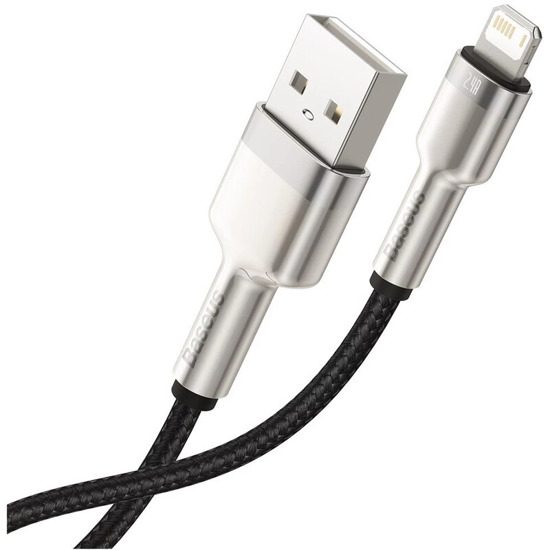 Кабель Baseus Cafule Metaln USB Type-A - Lightning (M/M), 2.4A, 0.25 м, Black (CALJK-01)