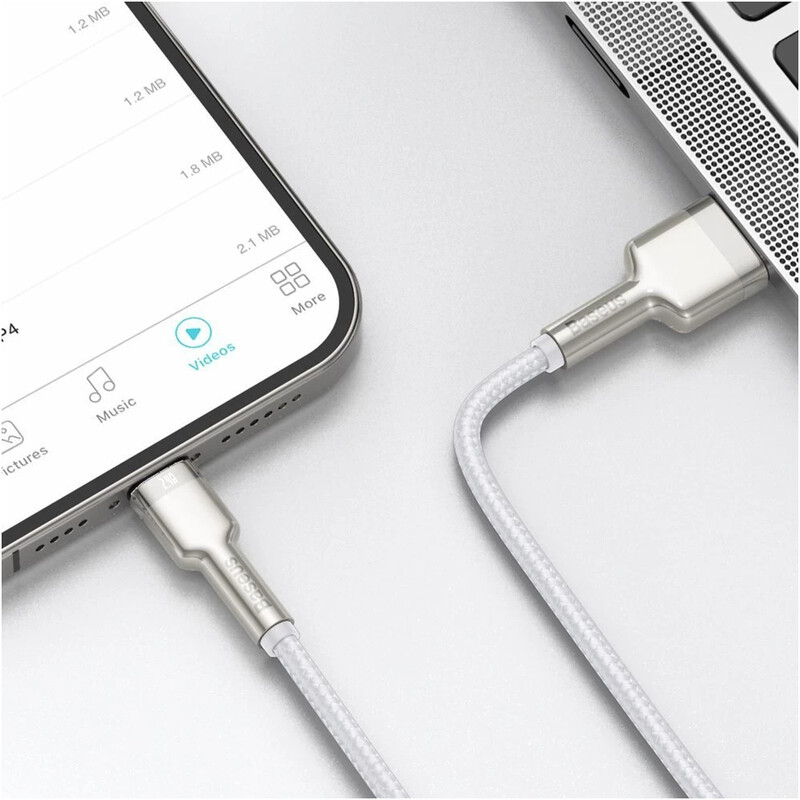 Кабель Baseus Cafule Metaln USB Type-A - Lightning (M/M), 2.4A, 1 м, White (CALJK-A02)