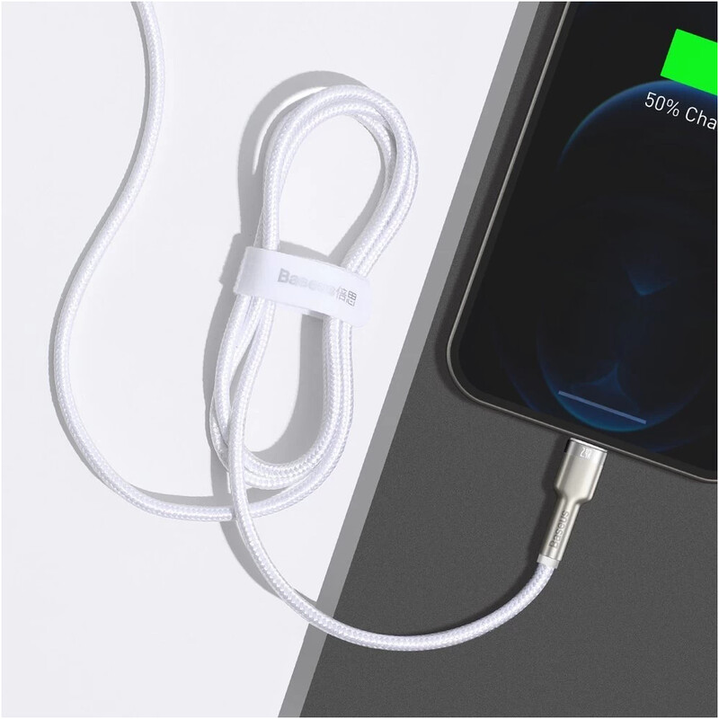 Кабель Baseus Cafule Metaln USB Type-A - Lightning (M/M), 2.4A, 1 м, White (CALJK-A02)