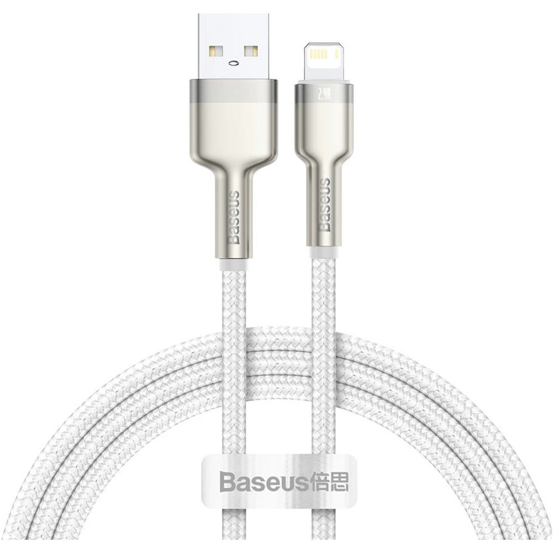Кабель Baseus Cafule Metaln USB Type-A - Lightning (M/M), 2.4A, 1 м, White (CALJK-A02)