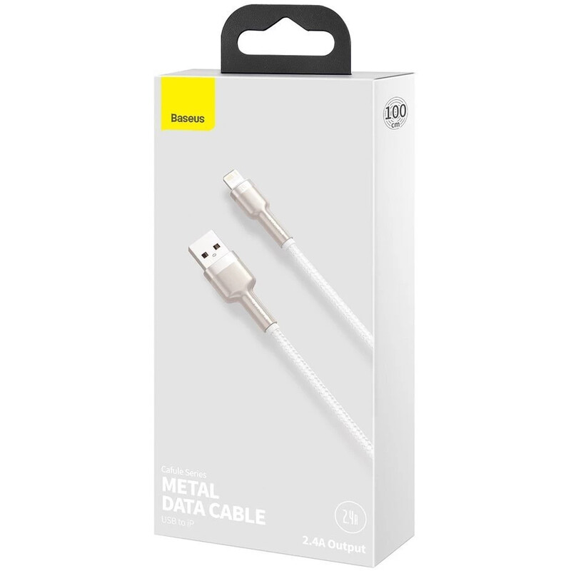 Кабель Baseus Cafule Metaln USB Type-A - Lightning (M/M), 2.4A, 1 м, White (CALJK-A02)