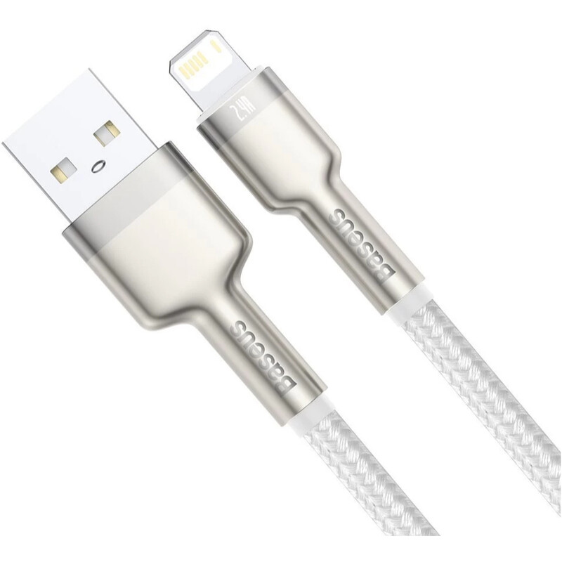 Кабель Baseus Cafule Metaln USB Type-A - Lightning (M/M), 2.4A, 1 м, White (CALJK-A02)