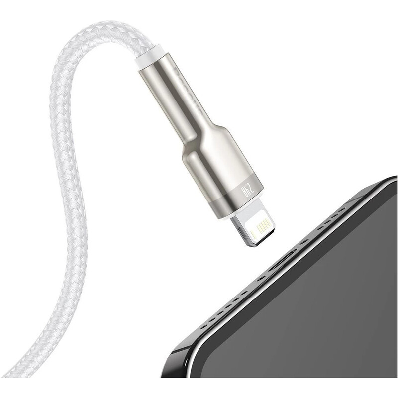Кабель Baseus Cafule Metaln USB Type-A - Lightning (M/M), 2.4A, 2 м, White (CALJK-B02)