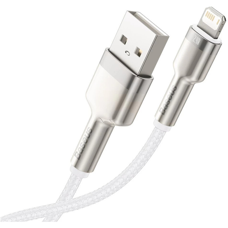 Кабель Baseus Cafule Metaln USB Type-A - Lightning (M/M), 2.4A, 2 м, White (CALJK-B02)
