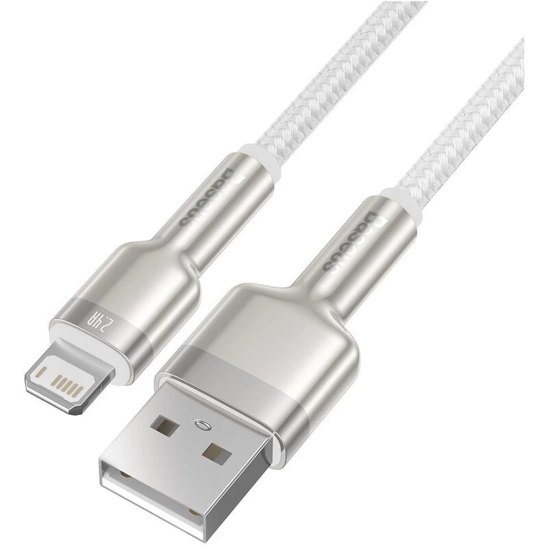 Кабель Baseus Cafule Metaln USB Type-A - Lightning (M/M), 2.4A, 2 м, White (CALJK-B02)