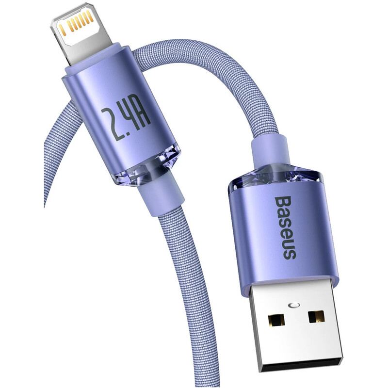 Кабель Baseus Crystal Shine Series Fast Charging USB Type-A - Lightning (M/M), 2.4A, 1.2 м, Purple (CAJY000005)