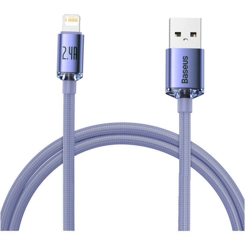 Кабель Baseus Crystal Shine Series Fast Charging USB Type-A - Lightning (M/M), 2.4A, 1.2 м, Purple (CAJY000005)