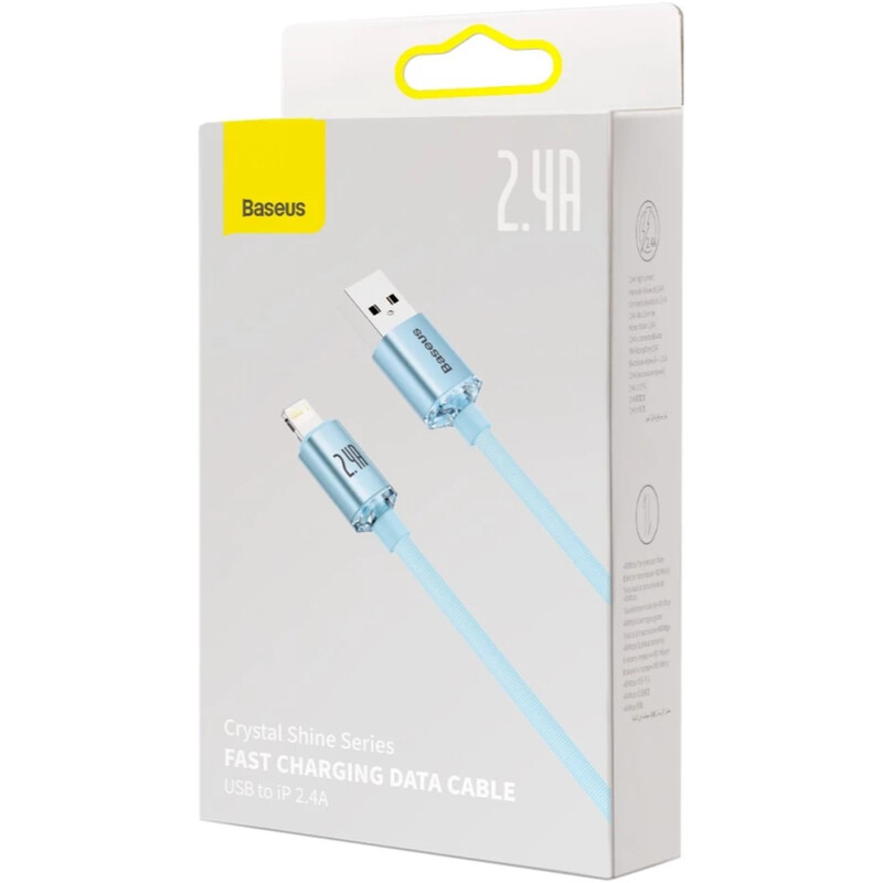 Кабель Baseus Crystal Shine Series Fast Charging USB Type-A - Lightning (M/M), 2.4A, 1.2 м, Sky Blue (CAJY001103)