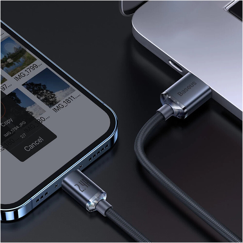 Кабель Baseus Crystal Shine Series Fast Charging USB Type-A - Lightning (M/M), 2.4A, 1.2 м, Black (CAJY000101)