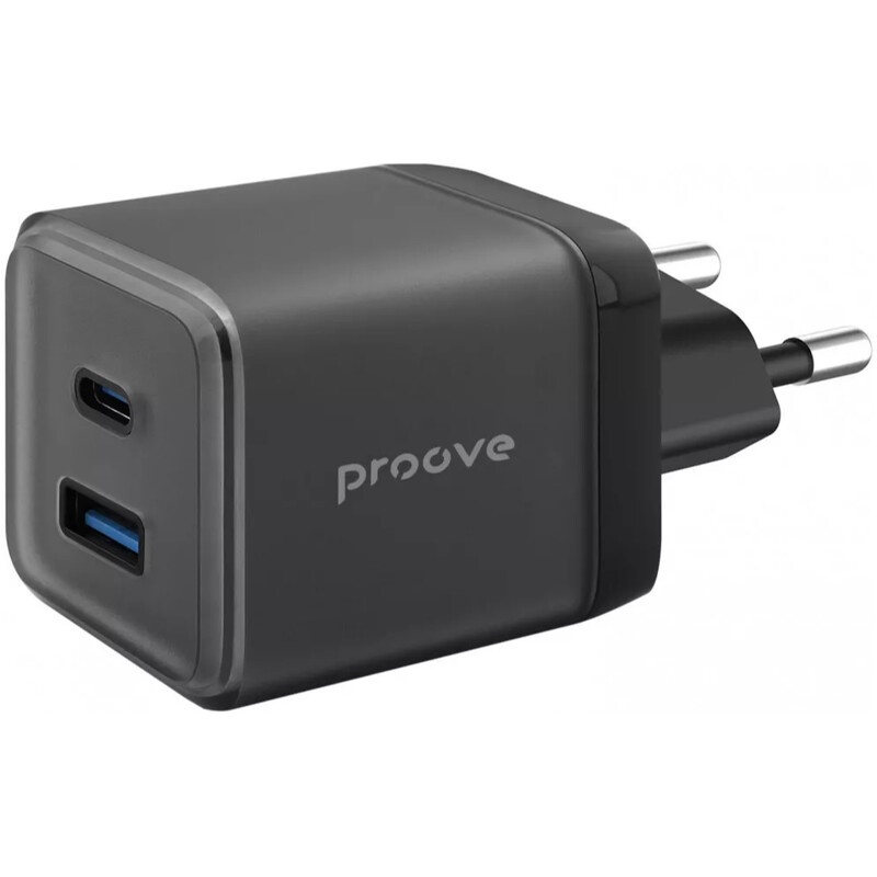Мережевий зарядний пристрій Proove Pure GaN Plus (1USB-C, 1USB) 30W Black (WCPU30111201)