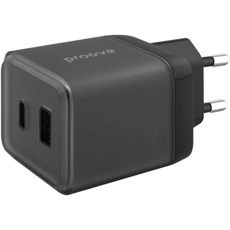 Мережевий зарядний пристрій Proove Pure GaN Plus (1USB-C, 1USB) 30W Black (WCPU30111201)
