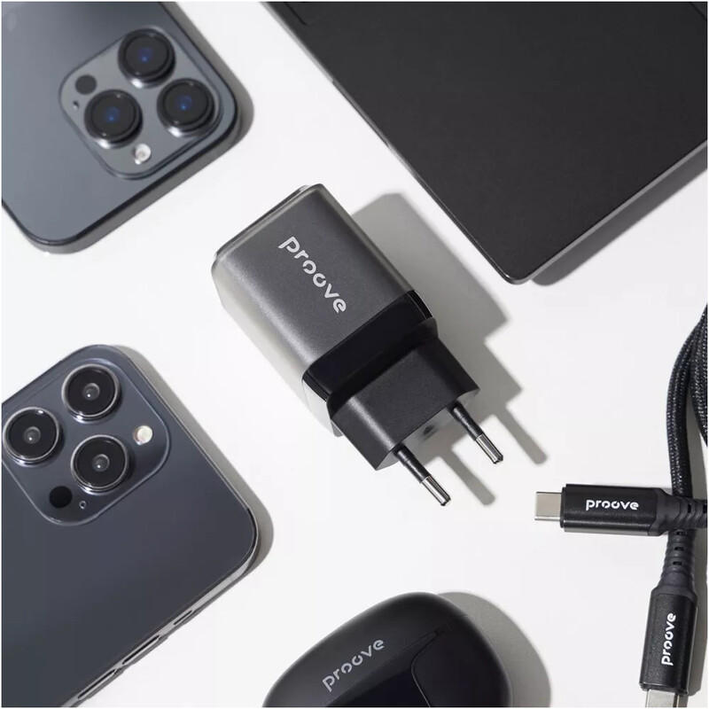Мережевий зарядний пристрій Proove Pure GaN Plus (1USB-C, 1USB) 30W Black (WCPU30111201)
