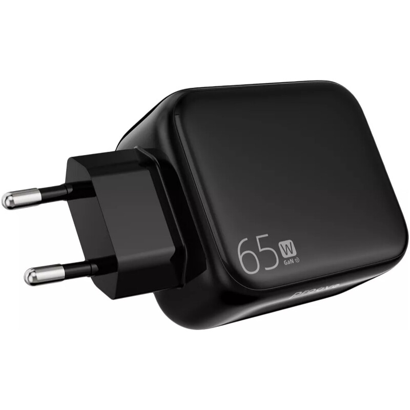 Мережевий зарядний пристрій Proove Fixtape GaN (1USB-C, вбудований кабель USB-C) 65W Black (WCFP65010201)