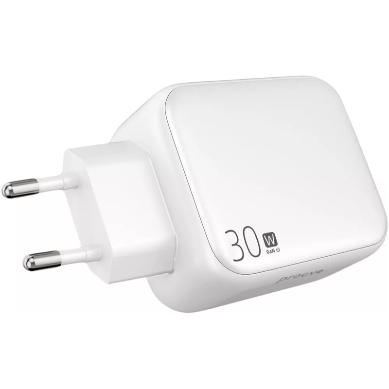 Сетевое зарядное устройство Proove Fixtape GaN (1USB-C, встроенный кабель USB-C) 30W White (WCFP30010202)