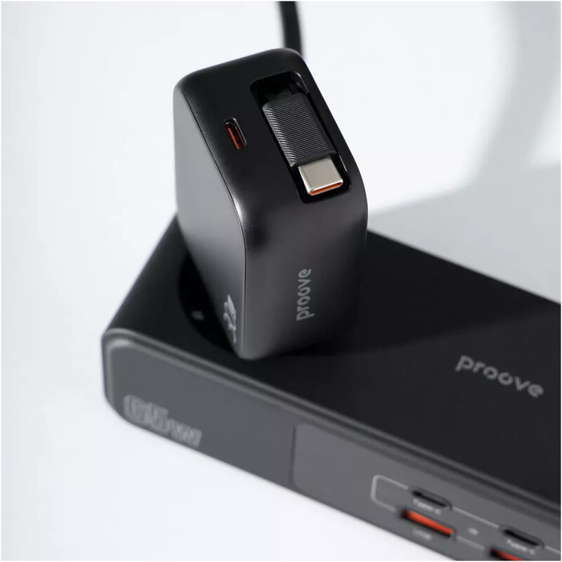 Сетевое зарядное устройство Proove Fixtape GaN (1USB-C, встроенный кабель USB-C) 30W Black (WCFP30010201)
