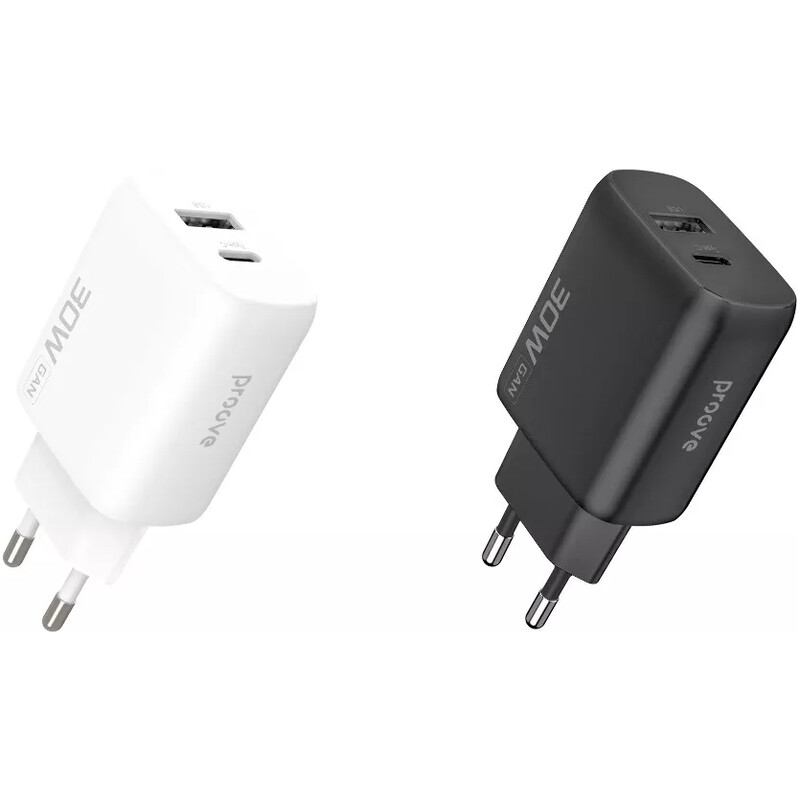Сетевое зарядное устройство Proove Silicone Power 2 (1USB-C, 1USB) 30W White (WCSP23110002)