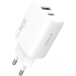Мережевий зарядний пристрій Proove Silicone Power 2 (1USB-C, 1USB) 30W White (WCSP23110002)