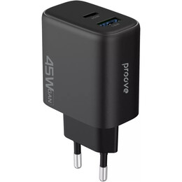 Сетевое зарядное устройство Proove Silicone Power 2 (1USB-C, 1USB) 45W Black (WCSP24110001)