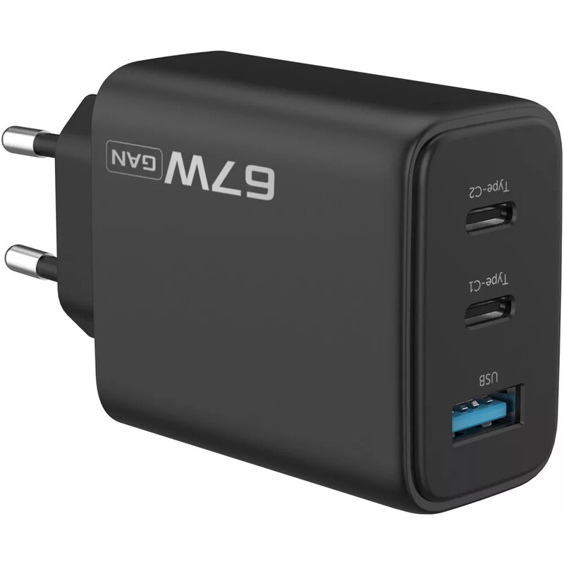 Мережевий зарядний пристрій Proove Silicone Power 2 (2xUSB-C, 1USB) 67W Black (WCSP26120001)
