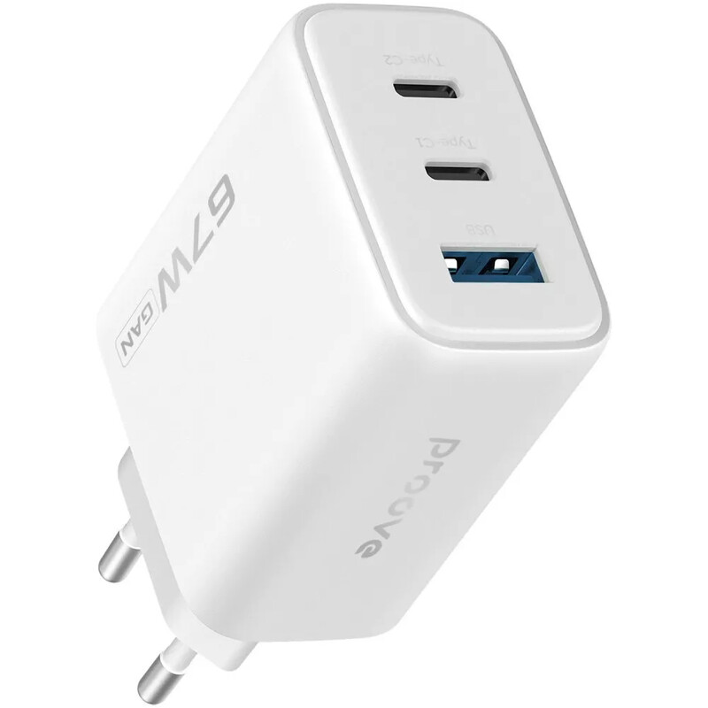 Мережевий зарядний пристрій Proove Silicone Power 2 (2xUSB-C, 1USB) 67W White (WCSP26120002)