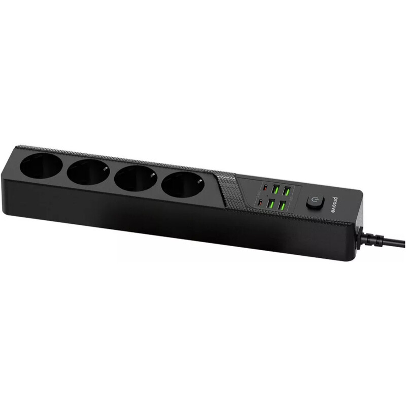 Фильтр питания Proove Power Socket P-04 4 розетки, 4USB + 2USB-C (2500W), 2 м, Black (PSP442420001)
