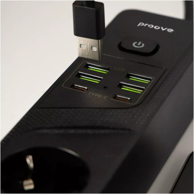 Фильтр питания Proove Power Socket P-04 4 розетки, 4USB + 2USB-C (2500W), 2 м, Black (PSP442420001)
