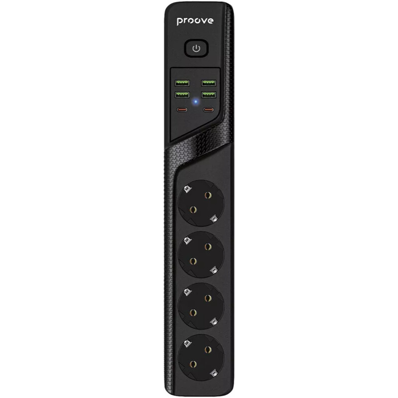 Фильтр питания Proove Power Socket P-04 4 розетки, 4USB + 2USB-C (2500W), 2 м, Black (PSP442420001)