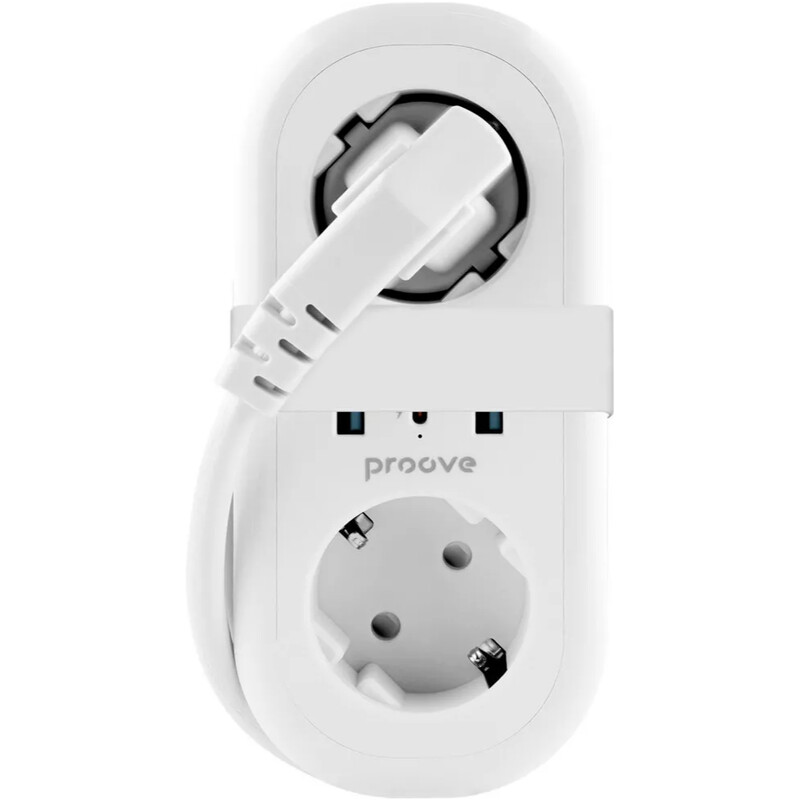 Фильтр питания Proove Supercoil (2 розетки, 2USB + 1USB-C) 20W, 1,5 м, White (PSPS25002102)