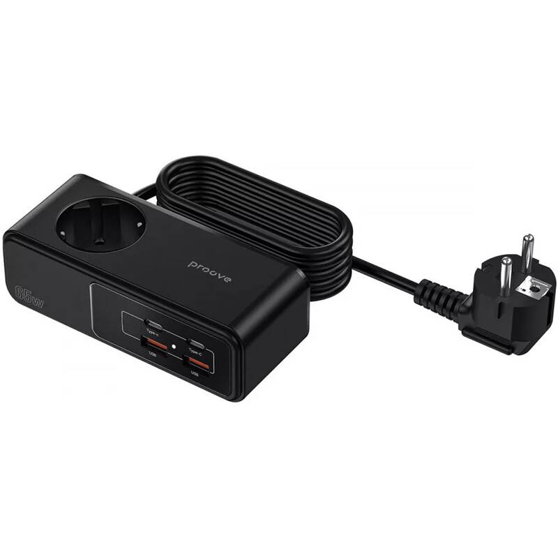 Фильтр питания Proove Homester Pro 1 розетка, 2USB + 2USB-C (65W), 1,5 м, Black (PSHP25002201)