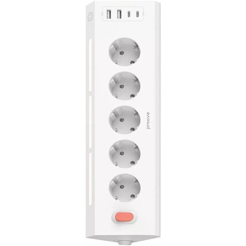 Фільтр живлення Proove Prism Socket 5 розеток, 2USB + 2USB-C, 3680W, 1,6 м, White (PSPS25002202)