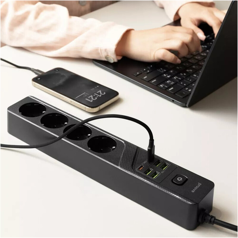 Фільтр живлення Proove Power Socket P-04 4 розетки, 4USB + 2USB-C (2500W), 3 м, Black (PSP442430001)