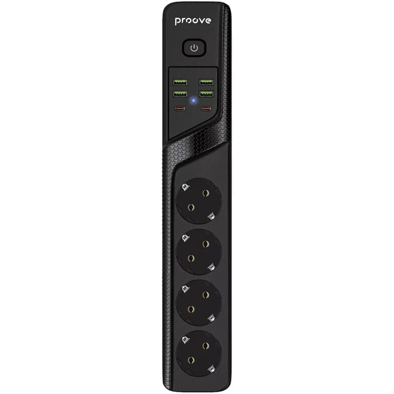 Фільтр живлення Proove Power Socket P-04 4 розетки, 4USB + 2USB-C (2500W), 3 м, Black (PSP442430001)