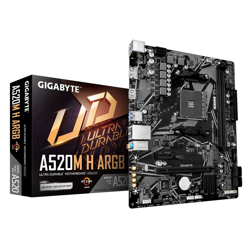 Материнська плата Gigabyte A520M H ARGB Socket AM4