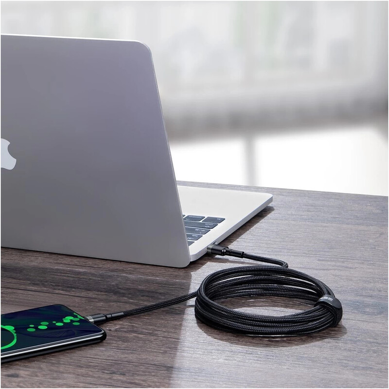 Кабель Baseus Cafule Flash Charging USB Type-C - USB Type-C (M/M), PD 2.0, 100W, 2 м, Grey/Black (CATKLF-ALG1)