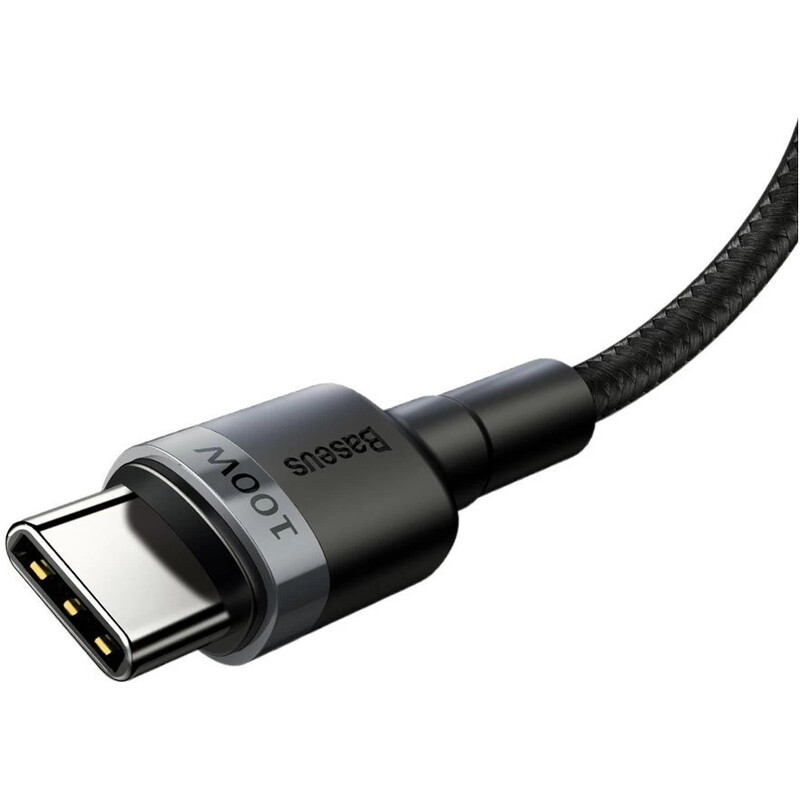 Кабель Baseus Cafule Flash Charging USB Type-C - USB Type-C (M/M), PD 2.0, 100W, 2 м, Grey/Black (CATKLF-ALG1)