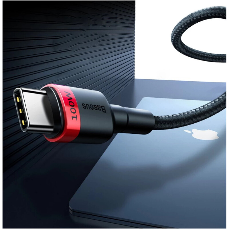 Кабель Baseus Cafule Flash Charging USB Type-C - USB Type-C (M/M), PD 2.0, 100W, 2 м, Grey/Black (CATKLF-ALG1)