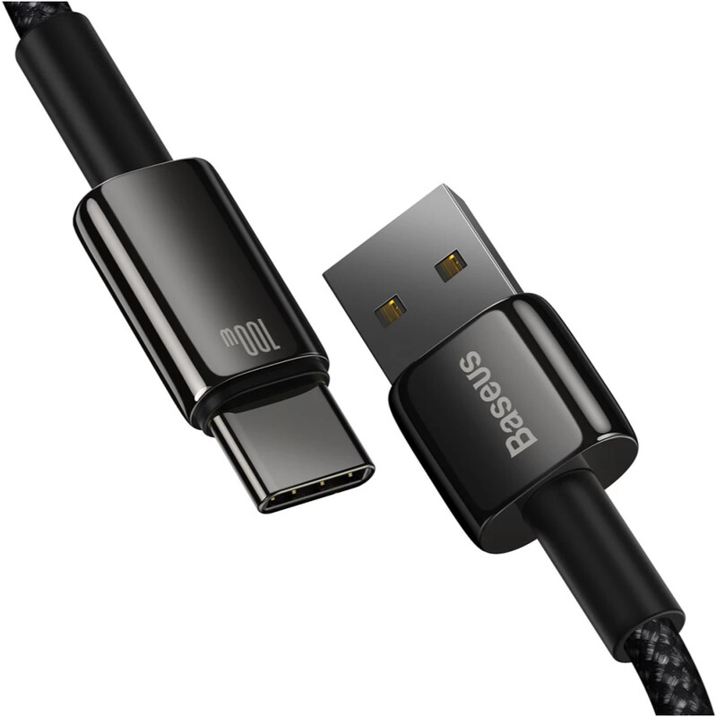 Кабель Baseus Tungsten Gold Fast Charging Data USB Type-A - USB Type-C (M/M), 100W, 1 м, Black (CAWJ000001)