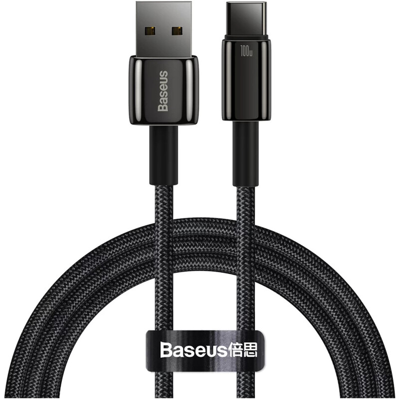 Кабель Baseus Tungsten Gold Fast Charging Data USB Type-A - USB Type-C (M/M), 100W, 2 м, Black (CAWJ000101)