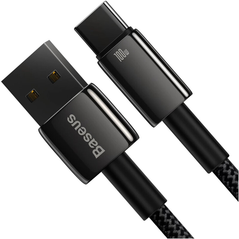 Кабель Baseus Tungsten Gold Fast Charging Data USB Type-A - USB Type-C (M/M), 100W, 2 м, Black (CAWJ000101)