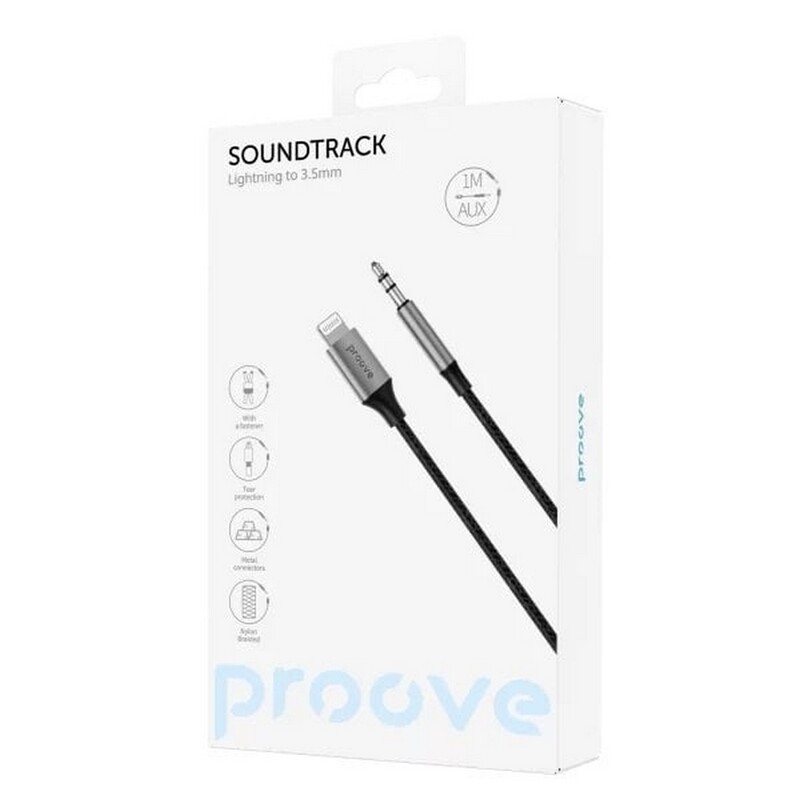 Кабель Proove SoundTrack Lightning - 3.5 мм (M/M), 1 м, Black (ACST00004801)