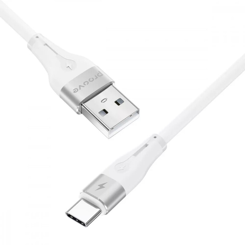 Кабель Proove Soft Silicone USB Type-A - USB Type-C (M/M), 1 м, White (CCSO20001202)